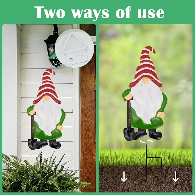 Metal Christmas Yard Signs Decor for Rust Prevention, Christmas Yard Stakes with Gnomes for Outside Garden Yard Lawn Porch Holiday Party(Red)