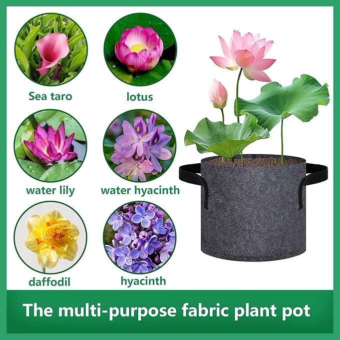 DECOHS 12 Pack Aquatic Plant Pots for Pond, Reusable Fabric Aquatic Plant Pots, Breathable Pond Plant Basket Grow Bags with Handles for Aquatic Plants, Bog Plant, Water Lily, Lotus, Flower (1 Gallon)