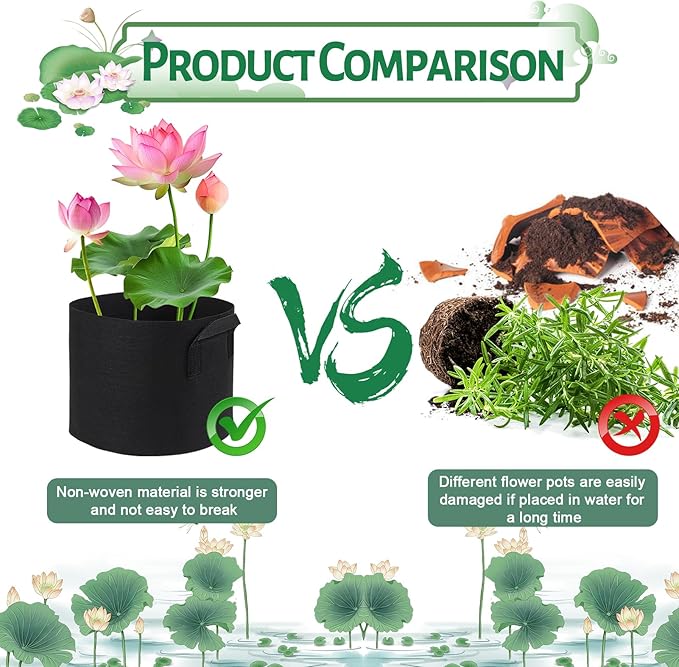 10 Pack Lily Plant Pots for Pond, Aquatic Pond Planter for Pond Reusable Pond Plant Basket Grow Bags for Pond, Aquatic Plants, Potato, Carrot, Onion, Flower (2 Gallon)