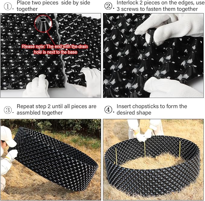 60 Gallon Air Pruning Container New Plastic Nursery Pot Fruit Vegetable Garden self-Planting Grow beds, Size 17"x10", 8 Pcs, Black