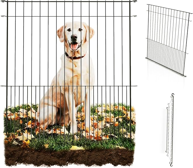 WESLEY'S CORNER Tall Fence Panels - 32”H x 29”L, No Dig Metal Dog Fence, Heavy Duty, Garden Border & Animal Barrier, Rustproof, Decorative Fencing for Backyards, Frontyards, Outdoors and Edging