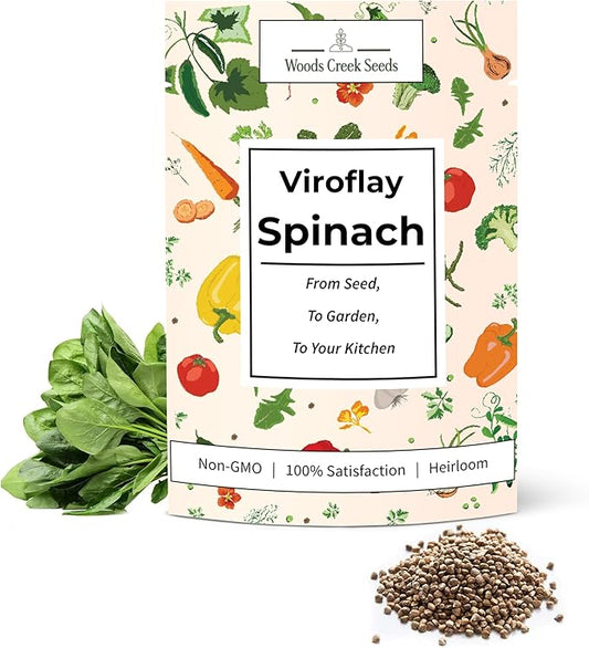 Woods Creek Seeds: Viroflay Spinach Seeds for Planting - Over 450 Heirloom Spinach Seed Pack - Non-GMO Viroflay Spinach Seeds for Planting Outdoors or Hydroponic Vegetable Gardening