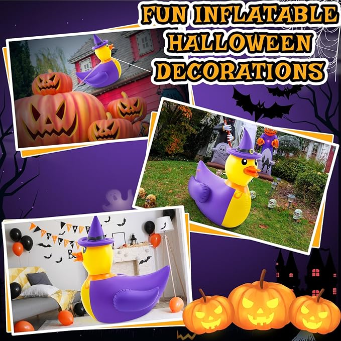 Hungdao 2 Pcs 4.6 Feet Giant Inflatable Halloween Duck Huge Halloween Large Blow up Rubber Duck for Parades and Trunk or Treats Party Supplies (Wizard)