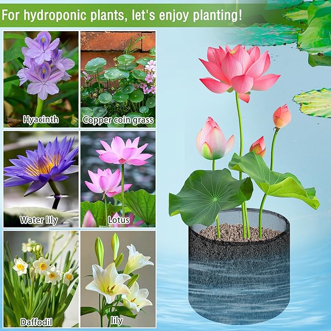 EBaokuup 4 Pcs Aquatic Pond Planting Bags-7.1" H x 7.2" Dia Reusable Mesh Water Garden Pond Plant Pot-Breathable Round Lily Plant Pots for Pond Bog Plant Garden Terrestrial Plant