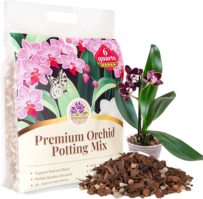 Orchid Bark Potting Mix with Pine Bark and Perlite, Fast Draining Orchid Soil for Healthy Roots, Ideal for Repotting Orchid and Orchid Bark for Indoor Plants (6 Quarts)