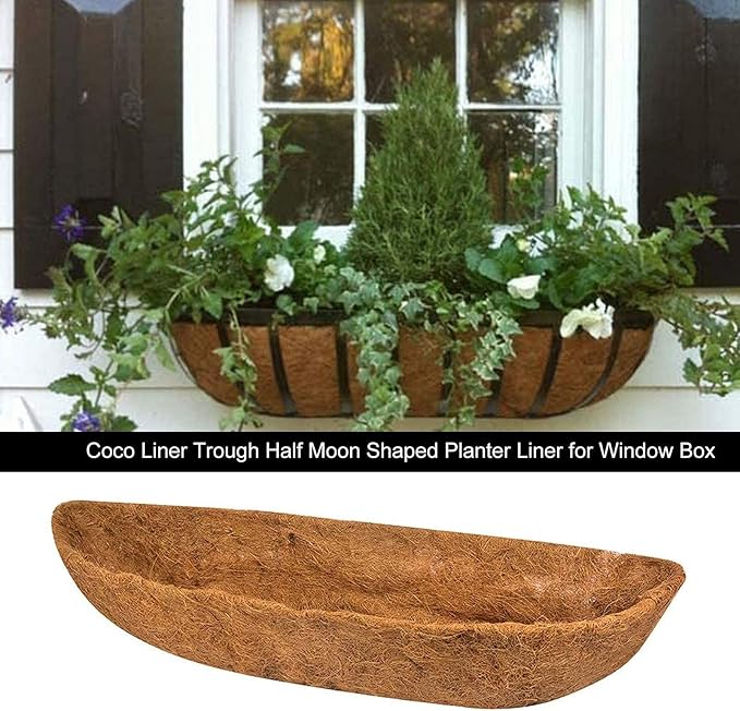 chengchuang 2 Packs Natural Coco Fiber Replacement Liner, 24/30/36/48 in Coconut Liners for Planters, Coco Liners for Window Box/Hanging Basket Liners, Durable Coconut Coir for Planting (24 inch)