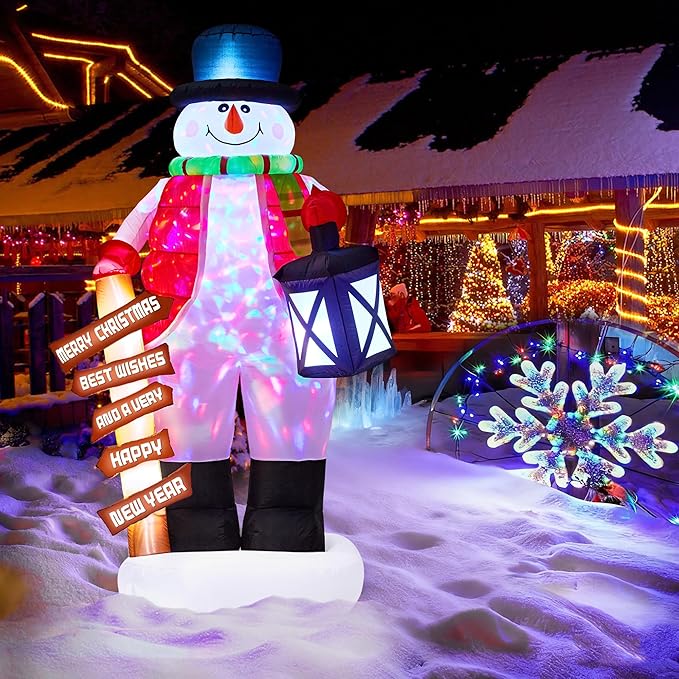 8ft Christmas Inflatable Snowman Built-in Colorful LED Lights,Inflatable Outdoor Holiday Yard Decorations,IP44 Weatherproof,Xmas Blow Up Decorations for Garden Lawn Indoor Holiday Party Decor