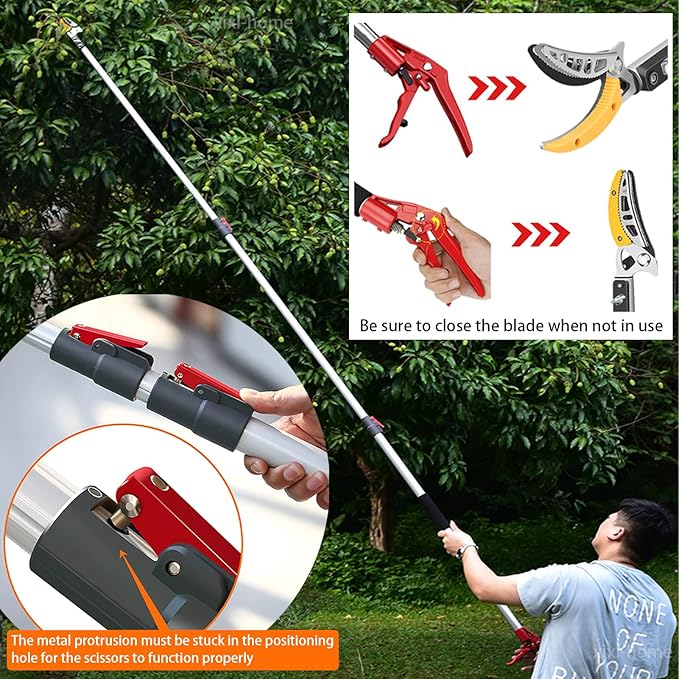 xixi-home Cut and Hold Pruners 4.2-7.2 Ft Long Reach Pole Saw Pruning Shears and Hold Bypass Pruner Extendable Tree Trimmer with Dedicated Serrations Telescoping Fruit Picker