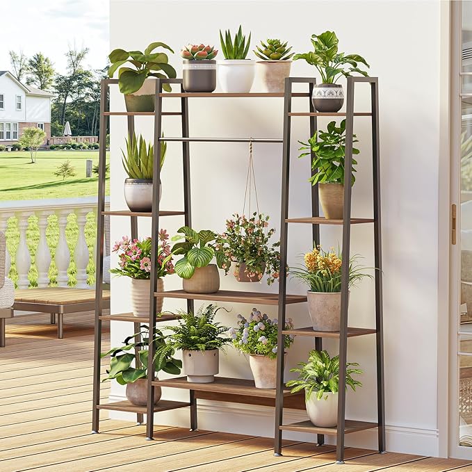 55" Large Plant Stand Indoor with 8 LED Grow Lights (3 Modes & Auto Timer) - 12 Tiered Metal Plant Shelf, 10 Dimmable Brightness Levels, Flower Stand Display Rack