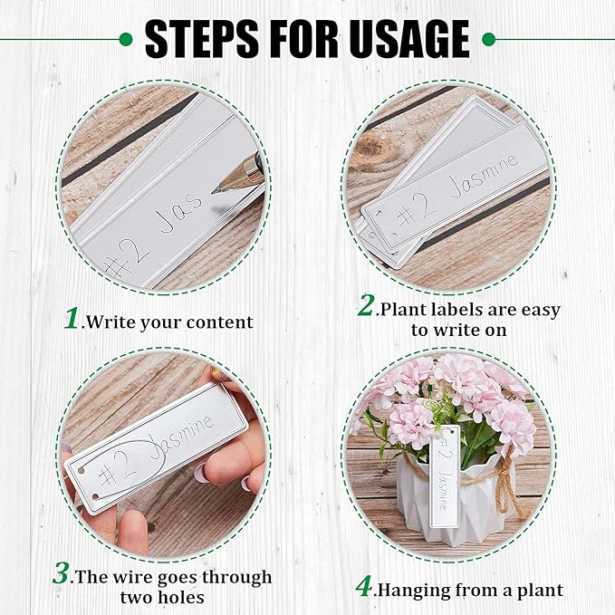 Ripeng 200 Pcs Aluminum Metal Plant Labels Writable Seedling Tree Tags with 6 Inch Wires Waterproof Double Sided Write for Plant Garden Marker Outdoor Identification and Greenhouse(200 Pieces)