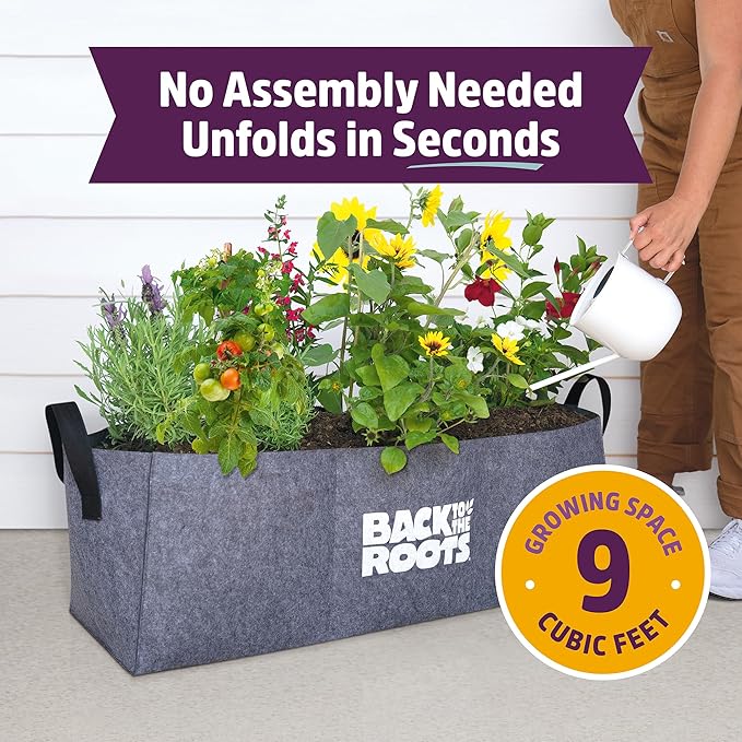 Back to the Roots Breathable Raised Bed (Provides More Oxygen to Roots), 9 Cu. Ft., No Assembly Needed, Reusable & Weatherproof