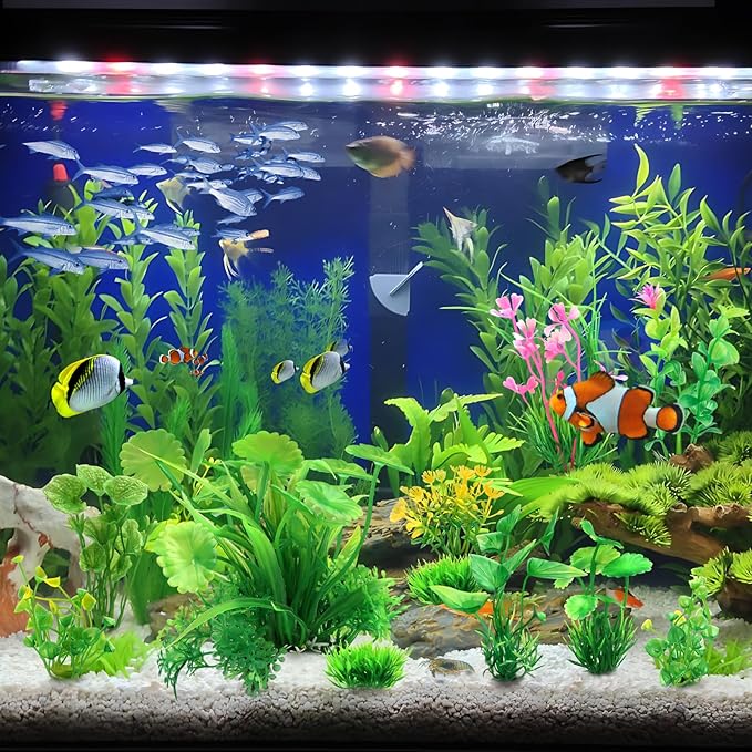 Fish Tank Accessories Aquarium Decorations Green Plants, 11cs Small Goldfish Turtle Tank Decorations Artificial Plants, Aquarium Decor Plastic Grass Plant