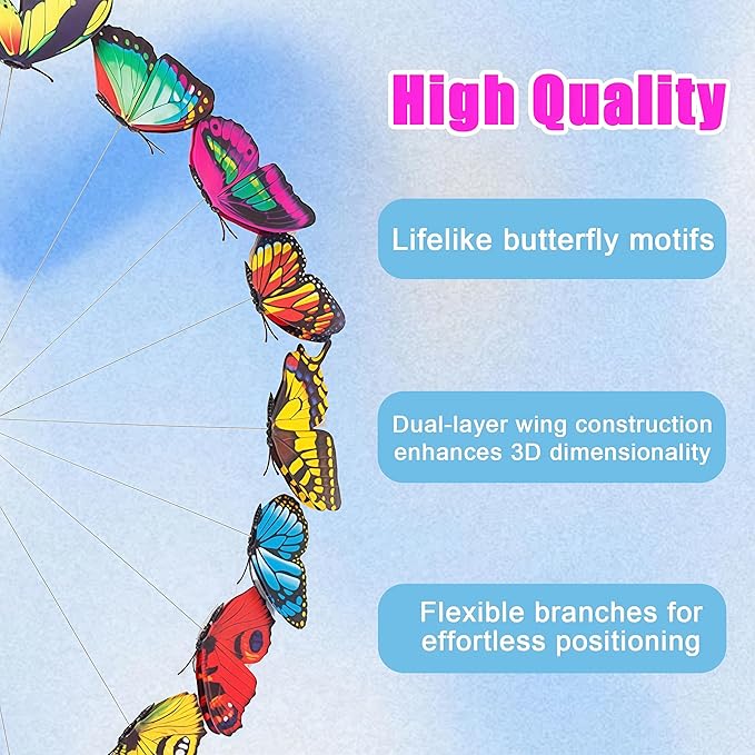 50PCS Butterfly Decorations, 11.8 inch Butterfly Stakes Ornaments Artificial Waterproof Colorfuli Butterflies for Flower Bouquet Outdoor Indoor Yard Art Patio Plant Pot Flower Bed Home Décor