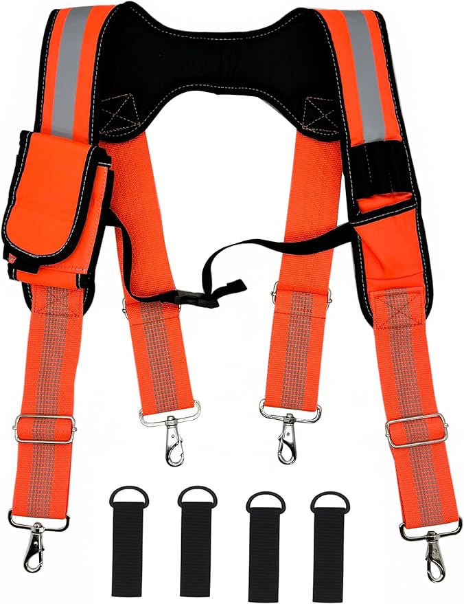 Cedriany Tool Belt Suspenders for Work Belt Suspenders Heavy Duty Padded with Attachment Loops for Men