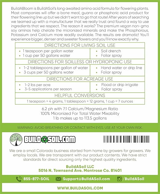 BuildASoil Vegan Bloom Booster & Flower Fertilizer – Organic Hydrangea & Rose Fertilizer Plant Food, Bloom Booster Fertilizer for Outdoor Gardens & Houseplants – Natural Soil Flower Food, 1 LB Bag