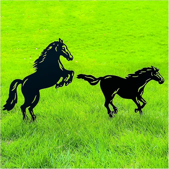 Horse Metal Decorative Garden Stakes Horse Gifts for Women/Men Horse Lovers Gifts Silhouette Statues for Yard Art, Outside, Patio, Outdoor Decor, Garden Decorations, Lawn Ornaments