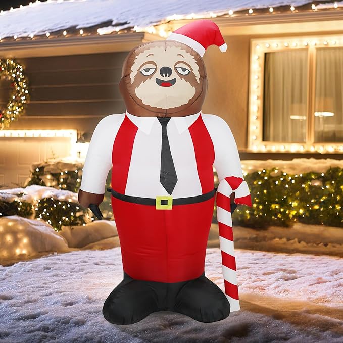 5.5FT H Christmas Inflatable Mr. Sloth With Built-in LED Lights - Outdoor Indoor Decoration for Party Yard