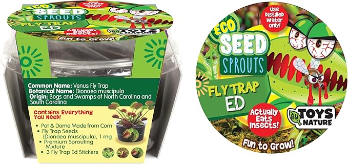 TOYS BY NATURE Eco Seed Sprouts Plant Seeds 5-Pack, DIY Indoor Succulents and Live Plants for Home or Garden Planting, Fly Trap Ed