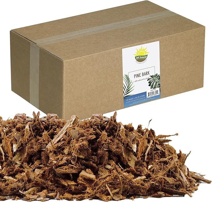 Soil Sunrise 100% Natural Pine Bark Mulch Nuggets (30 Quarts) Small Mulch Chips for Indoor/Outdoor Container Gardening, Ideal for Soil Supplement, Houseplant Mulch, and Terrariums