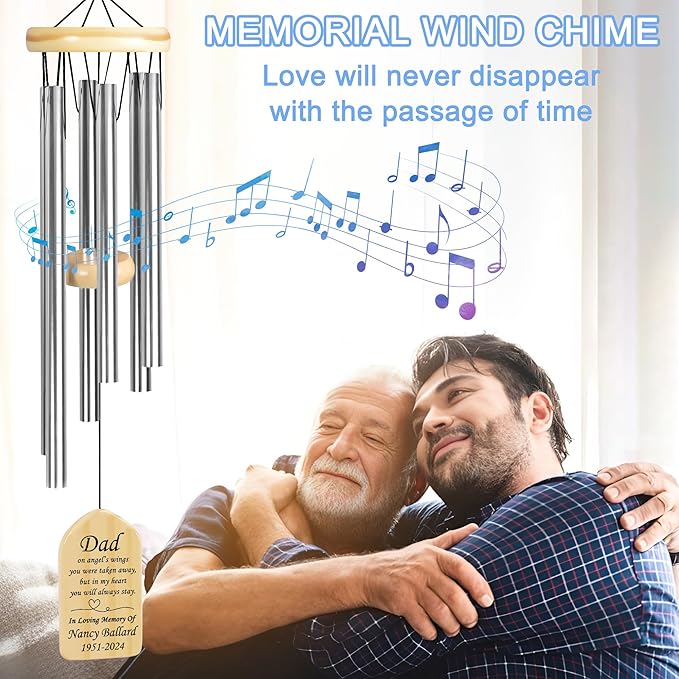 Memorial Wind Chimes for Loss of Father, VAPCUFF Sympathy Wind Chimes Dad, Loss of Dad Sympathy Gift, Bereavement Funeral Condolence Memorial Gifts for Loss of Father, in Memory of Dad Gifts
