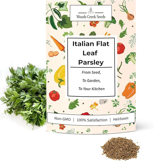 Woods Creek Seeds: Italian Flat Leaf Parsley Seeds for Planting - Over 3,000 Heirloom Non-GMO Italian Parsley Seeds for Planting - Beginner Friendly Herb Gardening for Indoor, Outdoor & Hydroponic