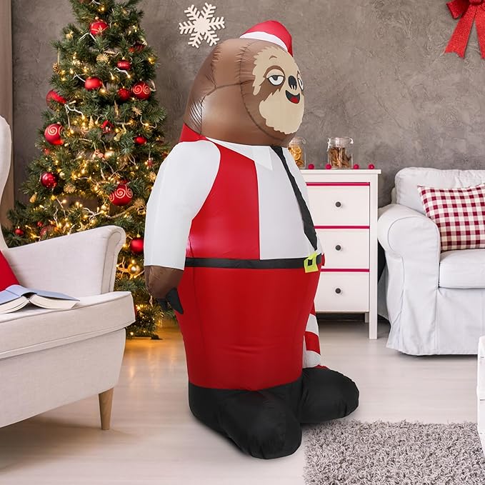 5.5FT H Christmas Inflatable Mr. Sloth With Built-in LED Lights - Outdoor Indoor Decoration for Party Yard