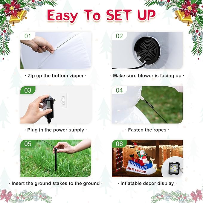 eUty 6ft Christmas Inflatable Outdoor Decoration Lighted Skiing Santa Snowman and Dog Waterproof Christmas Blow Up Yard Decorations for Xmas Holiday Party Yard Garden Lawn Decor
