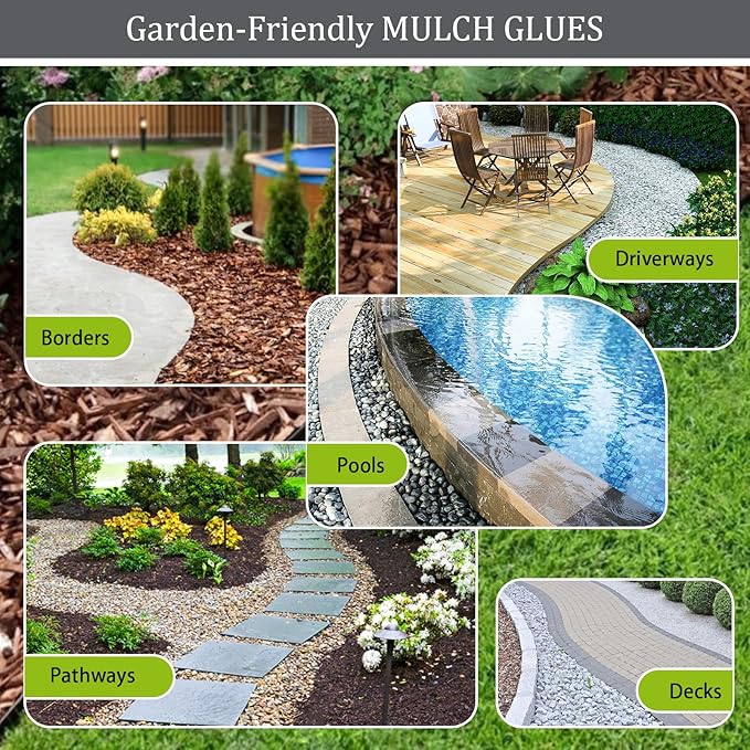 Mulch Glue for Landscaping, Easy Hold Rock Glue for Landscaping, Fast Drying Landscape Mulch Stone Glues for Rocks Binder, Non-Toxic Strong Mulches Binder Pea Gravel Lock - 32oz