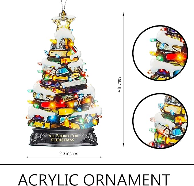 Book Christmas Tree Ornament - All Book for Christmas – Reading Lover | Bookworm Gift – Library Decor – Christmas Ornament 2025 - White Elephant Gifts - Xmas Tree Funny Decoration