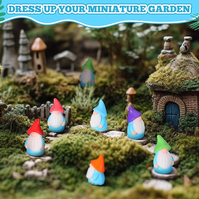 Mini Resin Gnomes Bulk Tiny Fairy Statues Small Gnomes Miniature Figurines for Landscape Outdoor Patio Yard Lawn Indoor Plant Pots Fairy Decor(120 Pcs,Mini Resin Dwarf)
