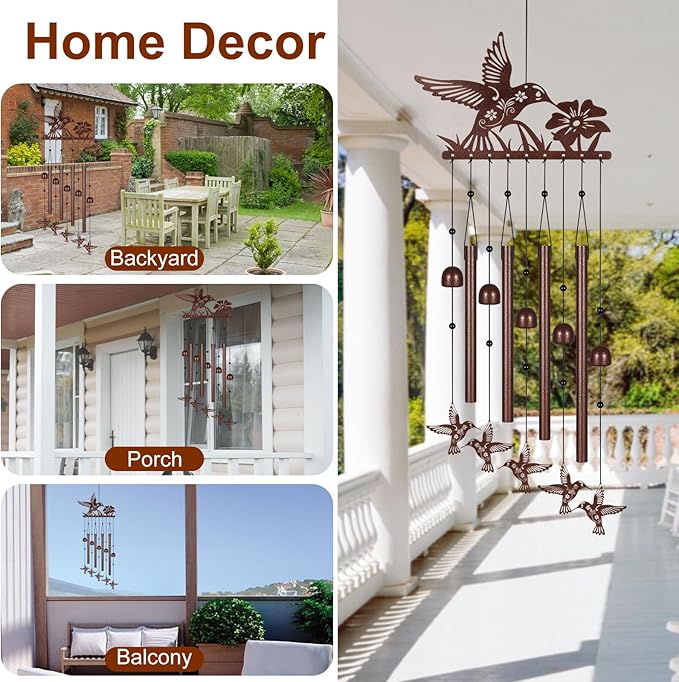 Hummingbird Wind Chimes for Outside,Memorial Wind Chimes Gifts for Women and Grandma，Patio Garden Decor,Windchime in Loving Memory Outdoor Decoration for Yard, Patio, Porch, Lawn, Landscape