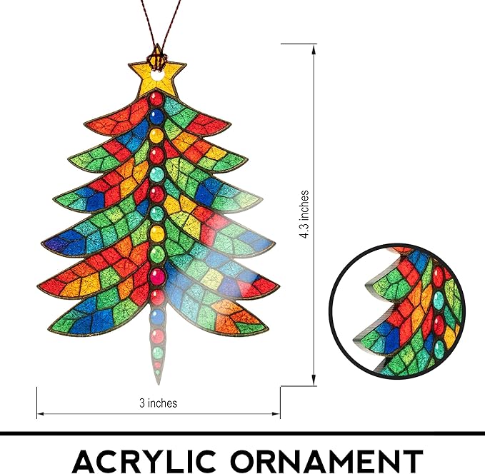 Dragonfly giftsr- Dragonfly Ornament - Dragonflies Decor - Christmas Ornament 2025 - Suncatcher Effect Stained Glass Window Hanging - car Hanging