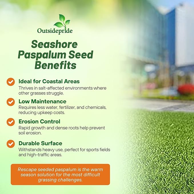 Outsidepride Rescape Seashore Paspalum Turf Grass Seed - 2 lbs. Warm Season, Salt & Drought Tolerant Dense Lawn Grass Seed, Perfect for Erosion Control, High Traffic Fields, Beaches, & Coastal Areas
