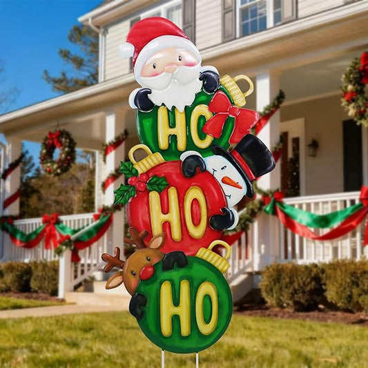 Christmas Outdoor Decoration, Courtyard Garden Wooden Stake Outdoor Decoration, Courtyard Gift Christmas Element Colorful Ball Fun Stacking Wooden Stake, Lawn