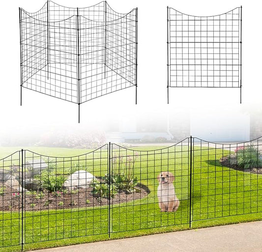VINGLI Garden Fence Anti-Rust Metal Animal Barrier, Decorative Garden Gate for Outdoor Yard Lawn Patio, Pet Enclosureure 36" W x 39" H (5-Panels Without Gate)
