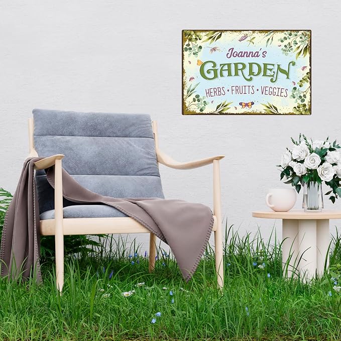 Custom Garden Sign, Christmas Present, Personalized Name for Vegetable Patch and Backyard Décor Sign, 12x18 Inches, Rust Free .063 Aluminum, Fade Resistant, Made in USA by Sigo Signs