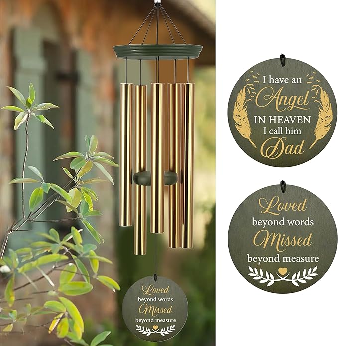 ASTARIN Memorial Angel 36" Wind Chimes, Personalized Name Sympathy Wind Chime, in Memory of Loss Mom Loved One, Large Deep Tone Bereavement Windchimes for Outside Clearance(Produced in USA)