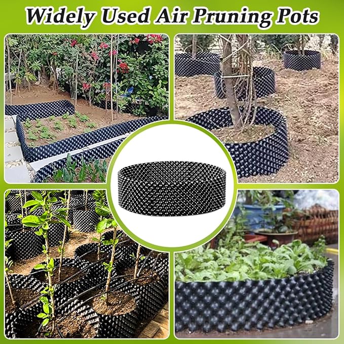 60 Gallon Air Pruning Container New Plastic Nursery Pot Fruit Vegetable Garden self-Planting Grow beds, Size 17"x10", 8 Pcs, Black