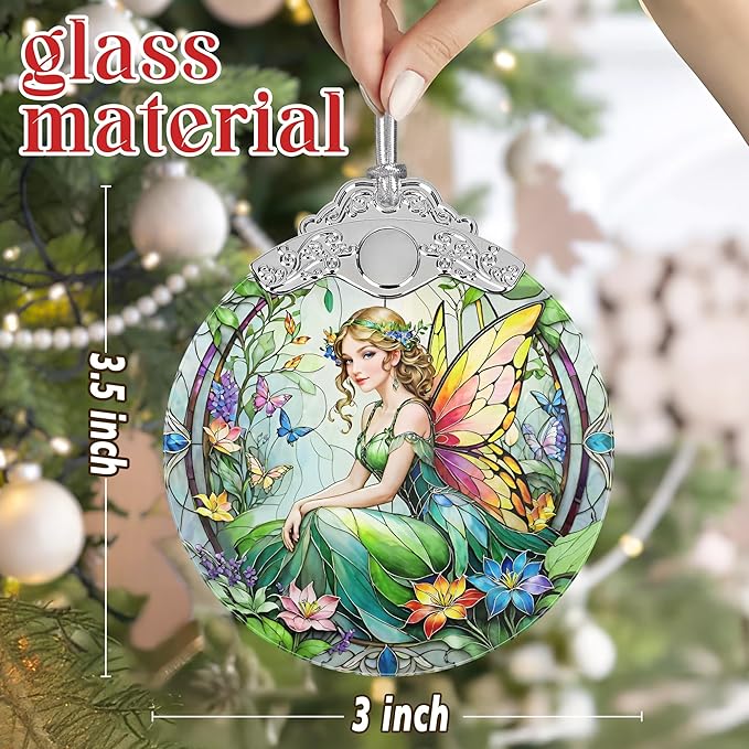 Vintage Fairy Stained Glass Hanging Decor - Christmas Tree Ornaments & Decorations - Gifts for Women, Mom