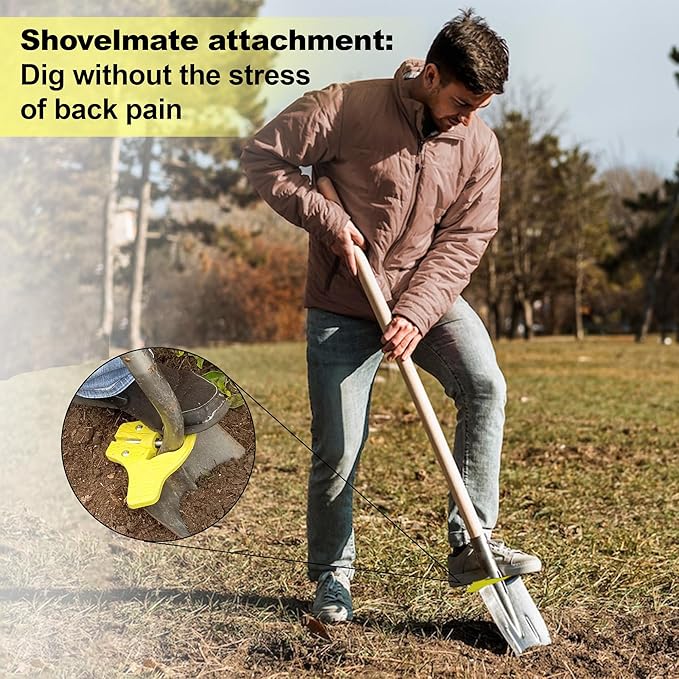 Non-Skid Attachment (Set of 2) – Back-Saving Ergonomic Foot Step for Easier Digging & Landscaping | Heavy-Duty Grip Accessory Fits Most Garden & Yard Tools – Yellow