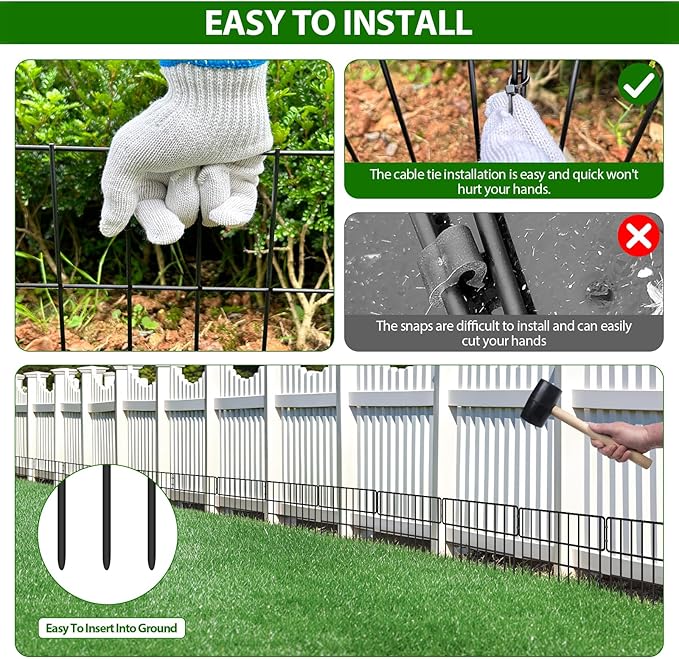38 Panels Animal Barrier Fence, No Dig Fence 41.1ft(L) x12in(H), Garden Fences for Rabbits and Dog Ground Defense, Rustproof Metal Fences Border, Fenceing Bottom Blocker for Outdoor Yard Patio