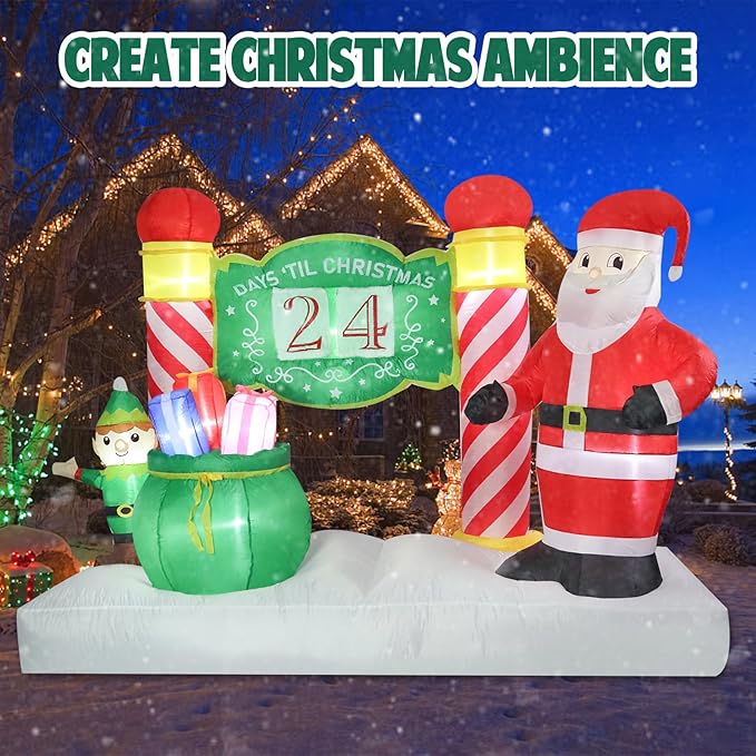 Vipush 6.9 FT Christmas Inflatable Decorations Countdown Christmas Decorations Outdoor Inflatable with LED Light, Outdoor Holiday Decor Blow Up Yard Decor