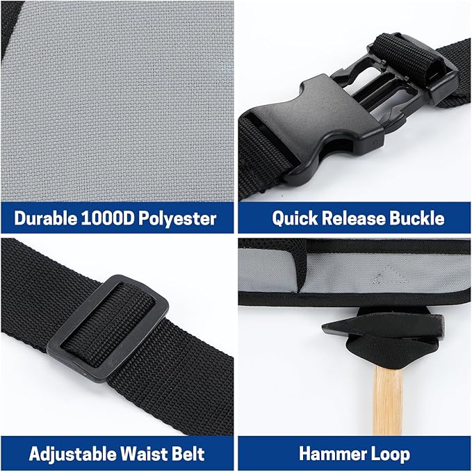 Garden Tool Belt, 6 Pocket Gardening Tool Waist Pouch with Adjustable Waist Strap, Gardening Belt Apron for Men Women