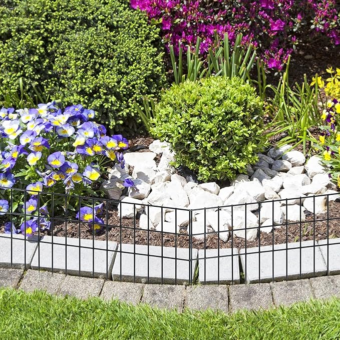 Confote10 Panels Decorative Garden Fence,15 in (H) x 20ft (L) No Dig Dog Fence Outdoor for Yard, Rustproof Tall Garden Fencecing Panels, Animal Barrier Suitable for Yard Border, Patio, and Outdoor