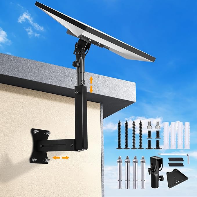 Starlink Mount, Adjustable Starlink Wall Mount Gen 3 with Telescoping Support Arm, Stainless Steel, Rustproof, Weatherproof for Concrete Walls and Wood Walls, Easy Installation Black