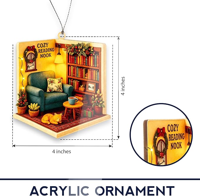 Funny Christmas Book Ornament 2025 - Book Christmas Ornament - Book Lover Gifts for Women - Books Ornaments for Christmas Tree - Bookish Gifts - Christmas Ornaments 2025 for Gift, Decor, Exchange