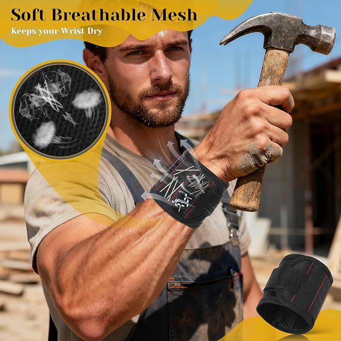 Magnetic Wristband,Powerful Magnets for Holding Screws Tool Belt for DIY Workshop,Adjustable Hands-Free Accessory Gift Set for Men