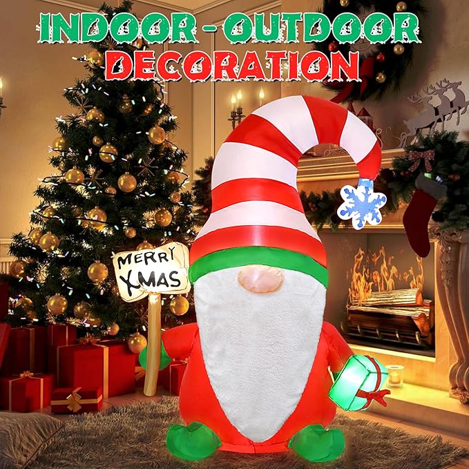 Christmas Inflatables Gnome, 4FT Blow Up Christmas Gnome Outdoor Decorations, Inflatable Yard Decoration, Christmas Holiday Gnome Decor for Party, Home, Garden