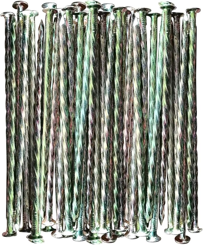 Artificial Turf Stakes Galvanized Metal Spiral Landscape Spikes for Fake Landscaping Grass, 35 Count, Outdoor, Heavy-Duty, Rust Resistant Security, 6-Inch Long,Anchoring Spikes