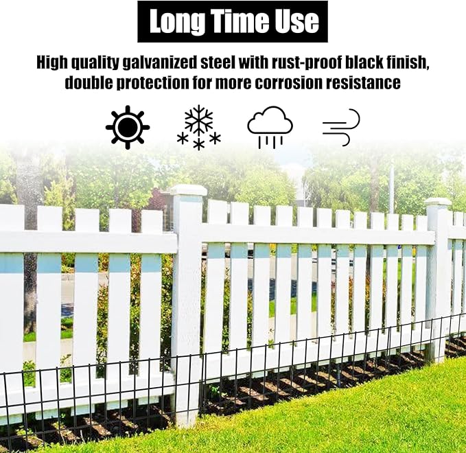 Confote10 Panels Decorative Garden Fence,15 in (H) x 20ft (L) No Dig Dog Fence Outdoor for Yard, Rustproof Tall Garden Fencecing Panels, Animal Barrier Suitable for Yard Border, Patio, and Outdoor